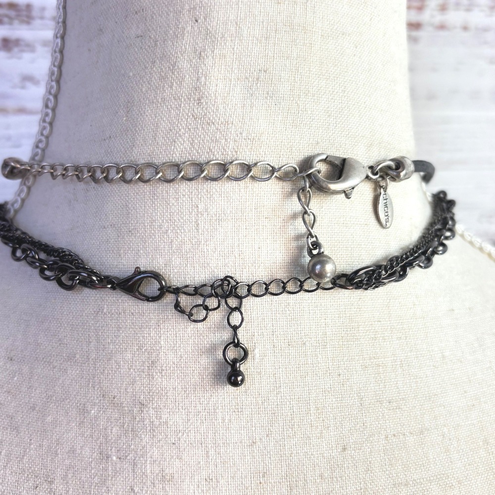 Vintage Heart Necklaces Silver Black Metal Crystal Y2K Grunge Celestial Goth - Picture 2 of 16
